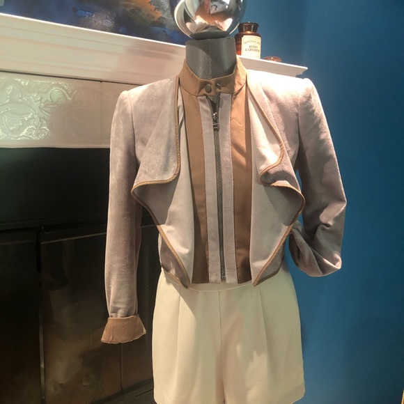 BCBG MaxAzria CROP/Drape suédine Jacket - Picture 4 of 5